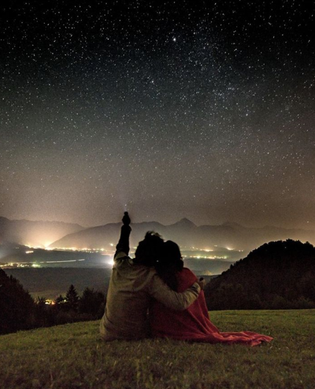 Couple image night stars